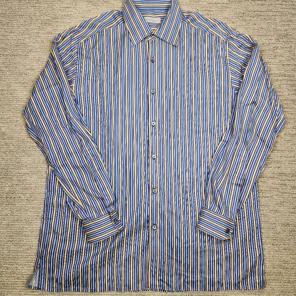 Ermenegildo Zegna Striped Long Sleeve Button Down Soft Smooth Cotton 2XL